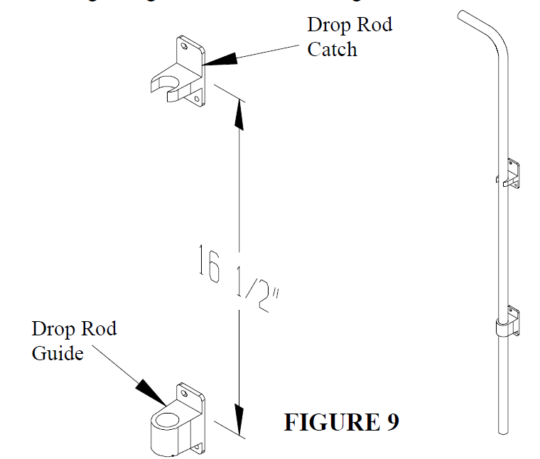 Allure Aluminum Drop Gate Rod and Catch Installation Diagram